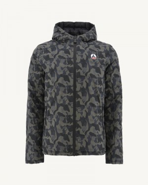 JOTT Bergen Reversible Hette Pufferjakker Herre Camouflage Svarte | VMT-5636