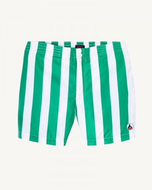 JOTT Deauville Swim Shorts Herre Grønn Hvite Stripete | IHP-6700