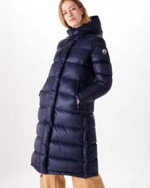 JOTT Karachi Grand Cold Long Hette Dunjakker Dame Marineblå | LDV-9556