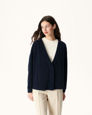 JOTT Pamplona Long Sleeve Cardigan Dame Marineblå | XVR-0244