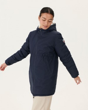 JOTT Roma Long Reversible Dunjakker Dame Marineblå Hvite | CCI-0747