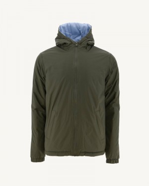 JOTT Vigo Reversible Ultralight Hette Dunjakker Herre Olivengrønne Lyse Blå | ZOK-4312