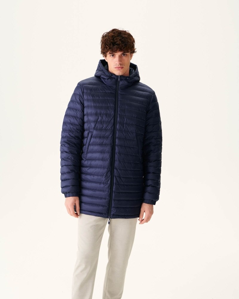 JOTT Amsterdam Long Reversible Hette Pufferjakker Herre Marineblå | QYN-7340