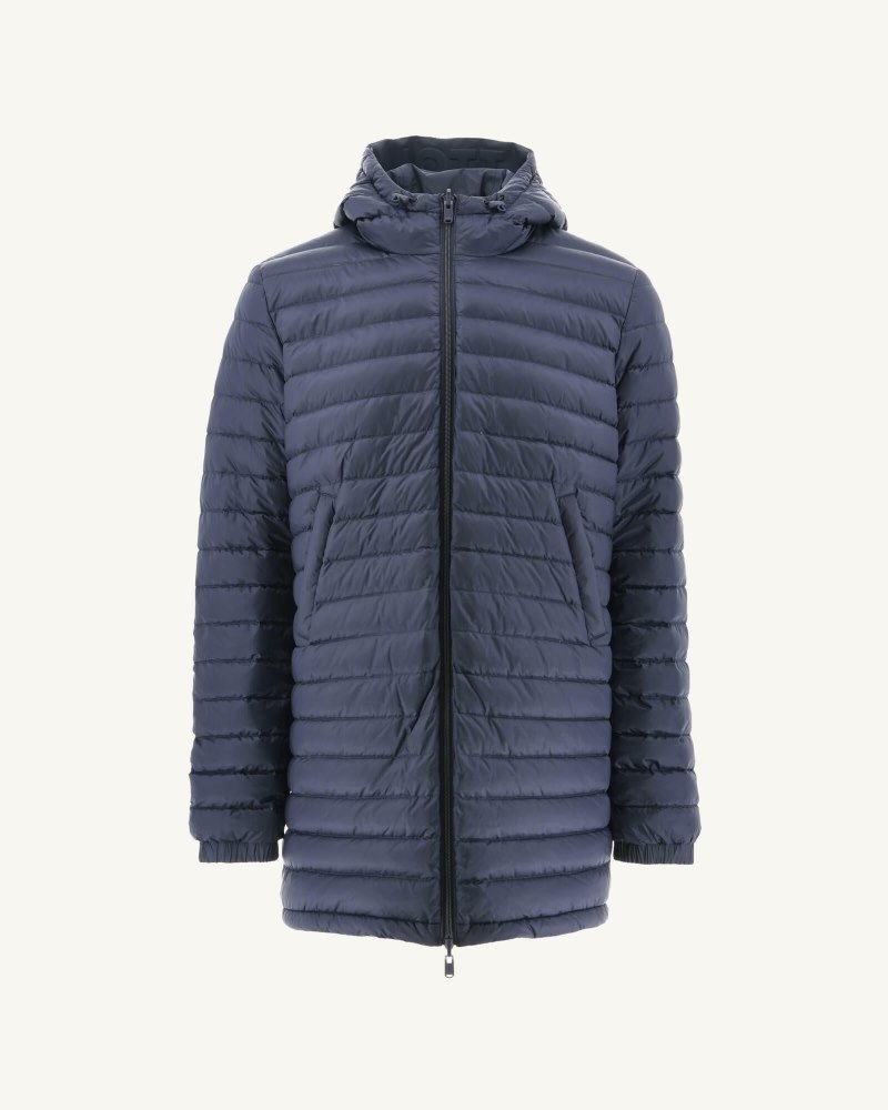 JOTT Amsterdam Long Reversible Hette Pufferjakker Herre Marineblå | QYN-7340