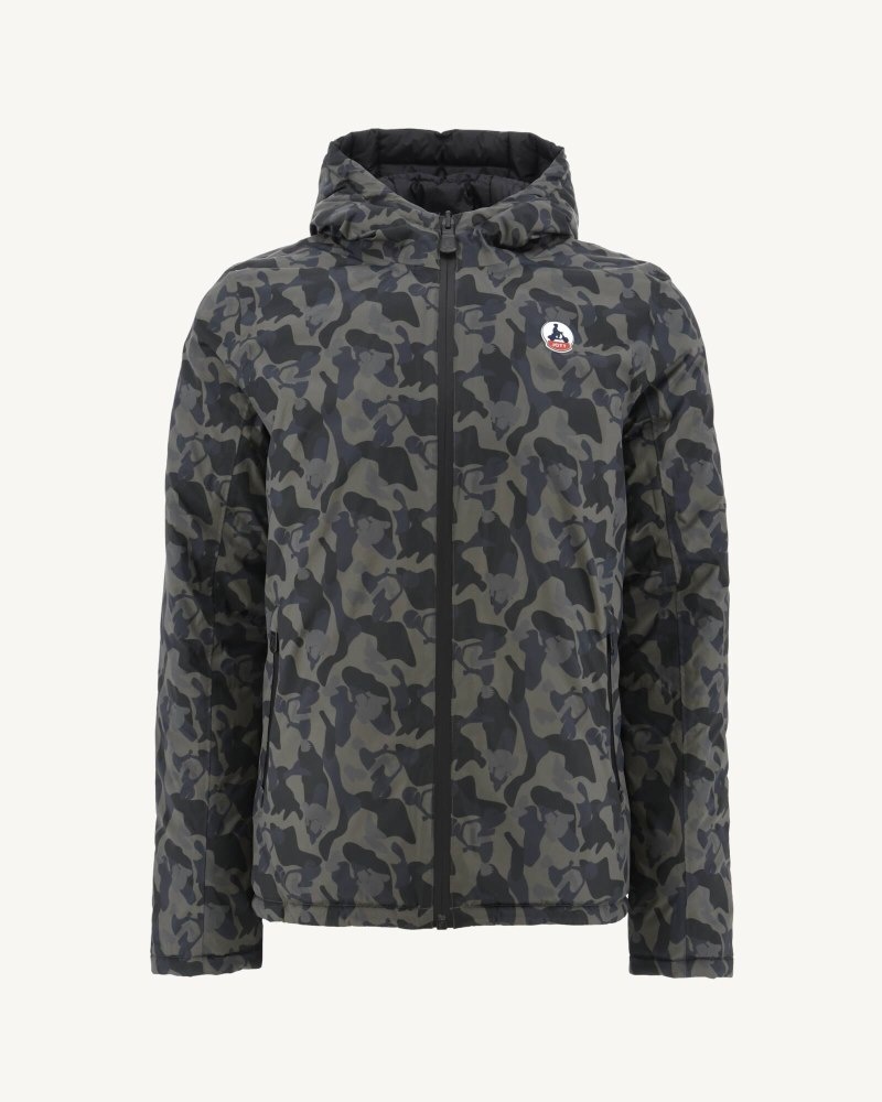 JOTT Bergen Reversible Hette Pufferjakker Herre Camouflage Svarte | VMT-5636