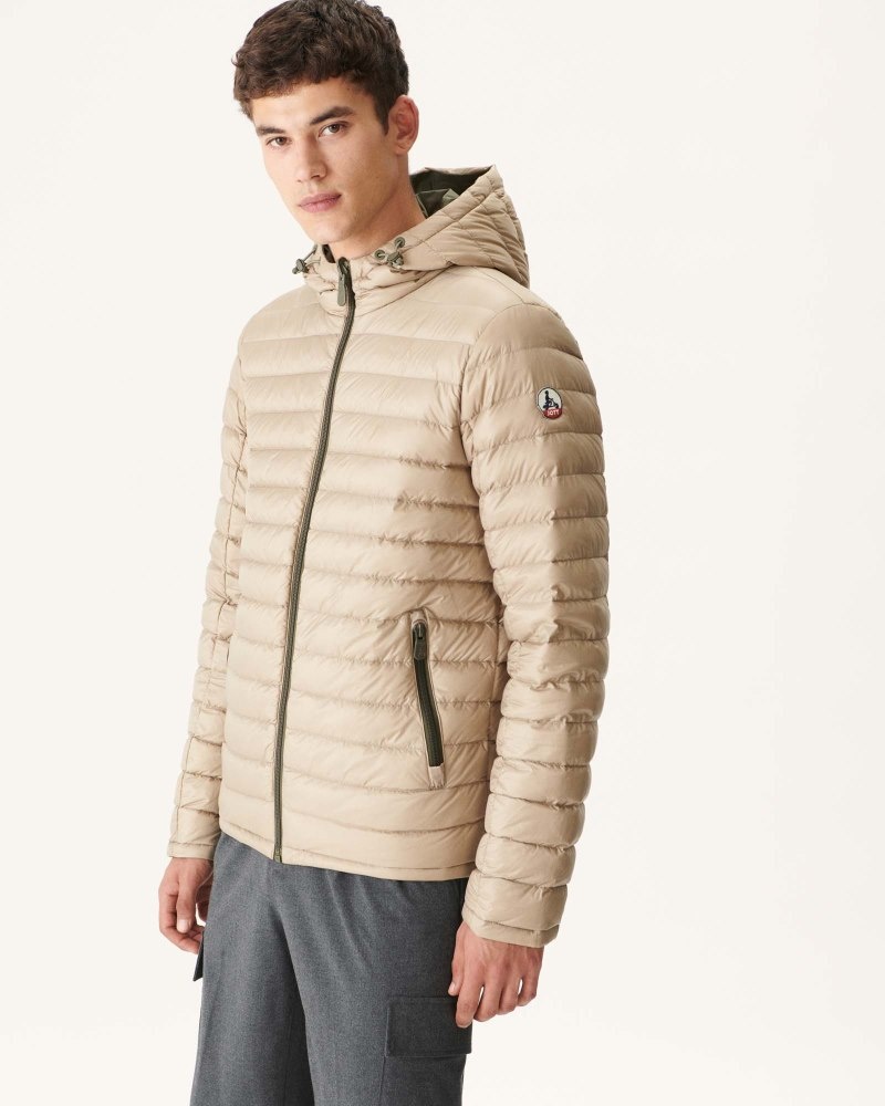 JOTT Bergen Reversible Hette Pufferjakker Herre Olivengrønne Beige | COS-5418