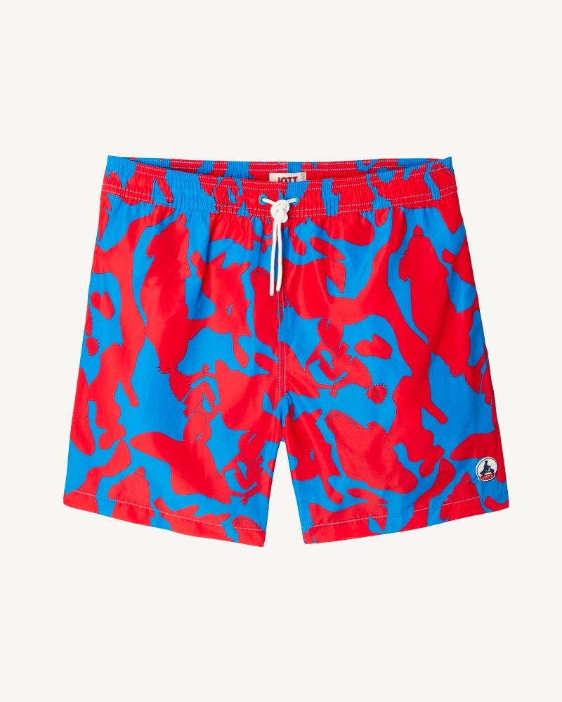 JOTT Biarritz Swim Shorts Herre Camouflage Blå Rød | IDO-4257