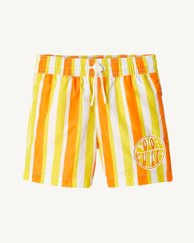 JOTT Cassis Stripe Swim Shorts Barn Sitron Hvite | RPR-8546