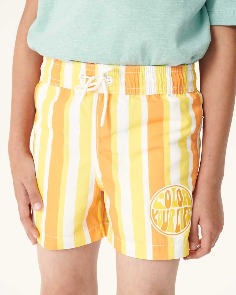 JOTT Cassis Stripe Swim Shorts Barn Sitron Hvite | RPR-8546