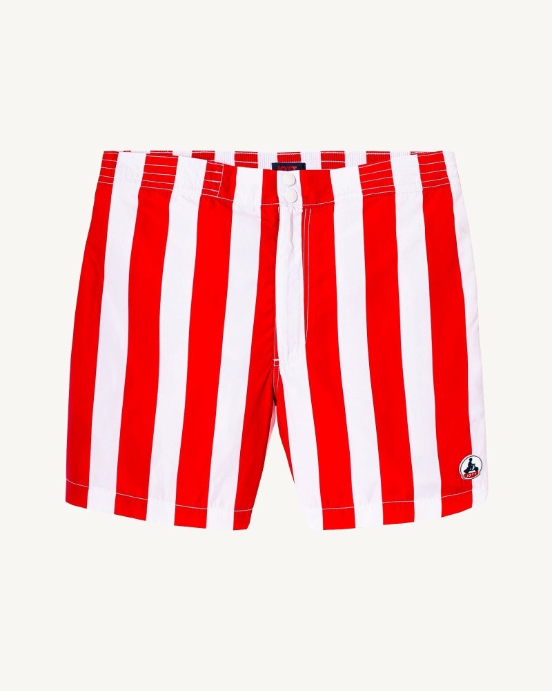 JOTT Deauville Swim Shorts Herre Rød Stripete Hvite | ZGM-5280