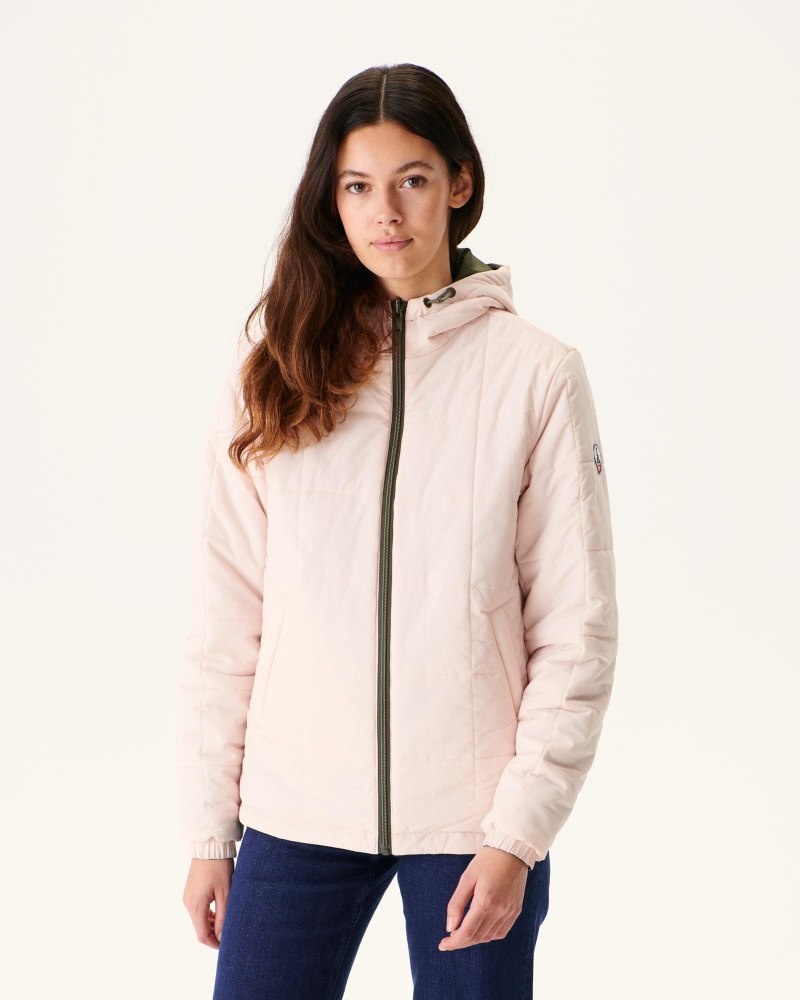 JOTT Kara Reversible Hette Ultralight Dunjakker Dame Olivengrønne Lyse Rosa | HLF-4090