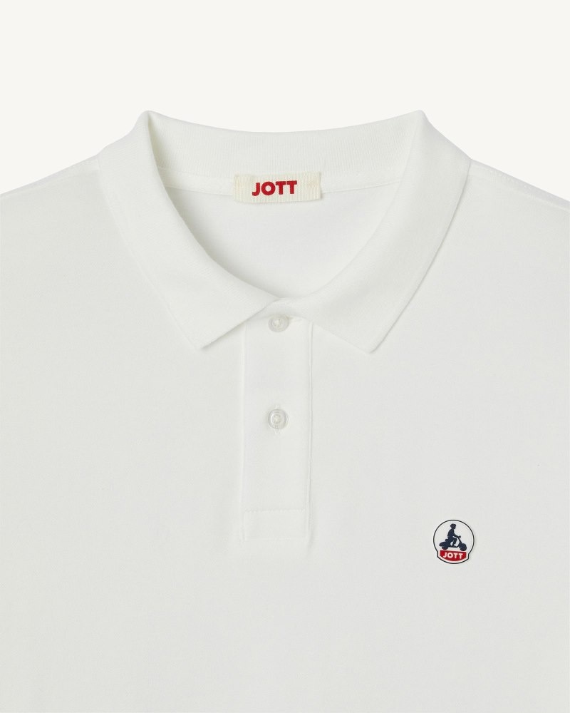 JOTT Marbella Organic Bomull Polo T Skjorte Herre Hvite | JEH-4219