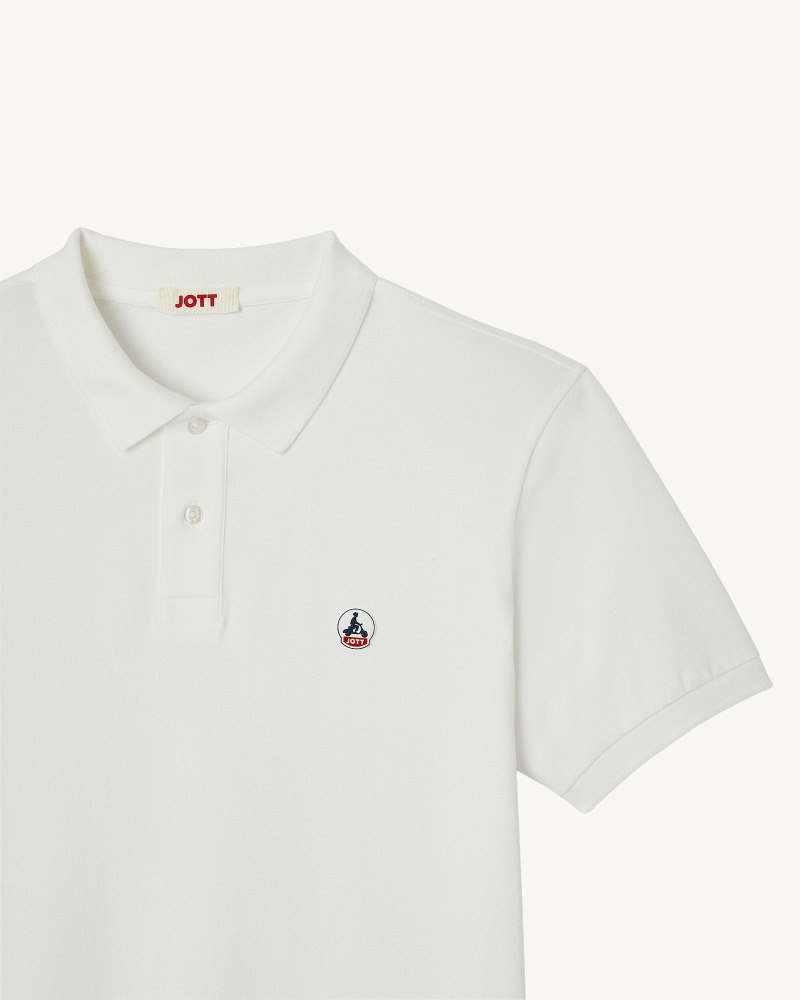 JOTT Marbella Organic Bomull Polo T Skjorte Herre Hvite | JEH-4219