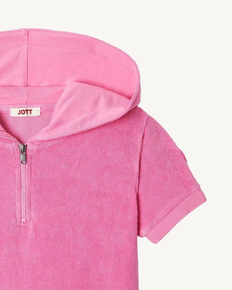 JOTT Mini Hot Pink Hette Bomull Terry Kjoler Barn Hvite | ETQ-1091