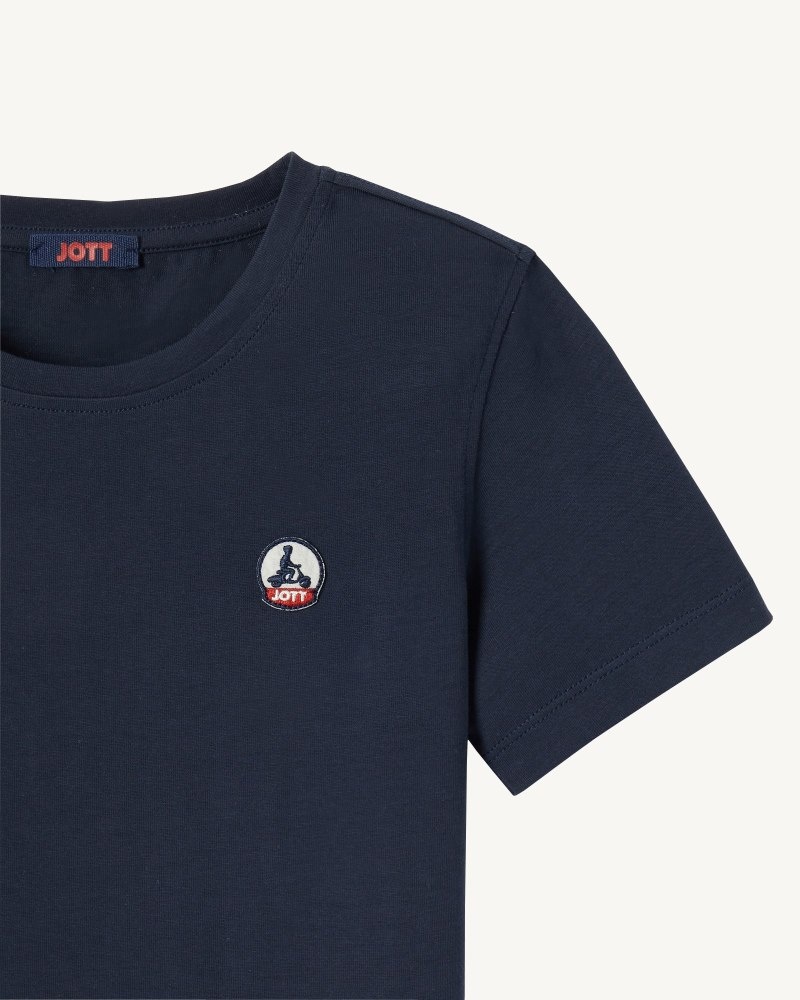 JOTT Rio Round Neck Bomull T-skjorte Barn Marineblå | EAD-2632