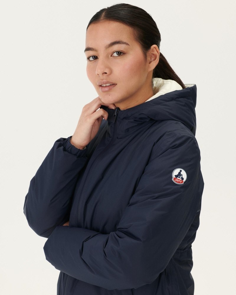 JOTT Roma Long Reversible Dunjakker Dame Marineblå Hvite | CCI-0747