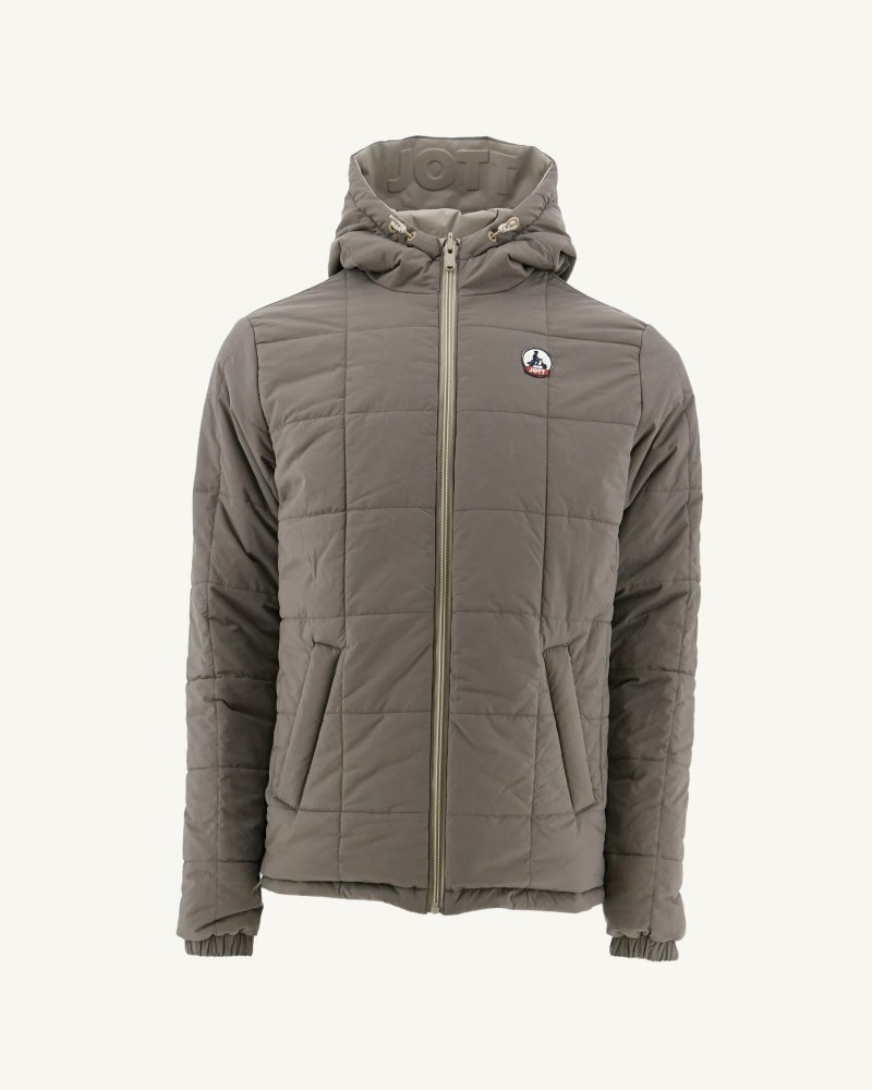 JOTT Vigo Reversible Ultralight Hette Dunjakker Herre Beige Grå Brune | ZCE-1767